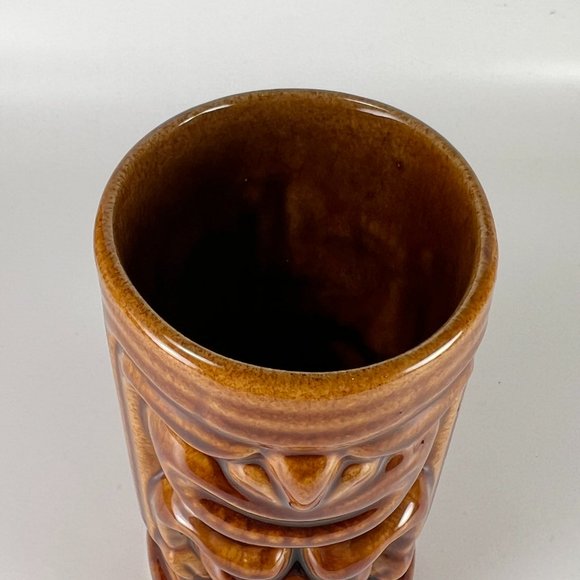 Tiki LeilanI Double Sided Cup Mug Brown Glazed Ceramic Tumbler Barware Souvenir - Picture 9 of 12
